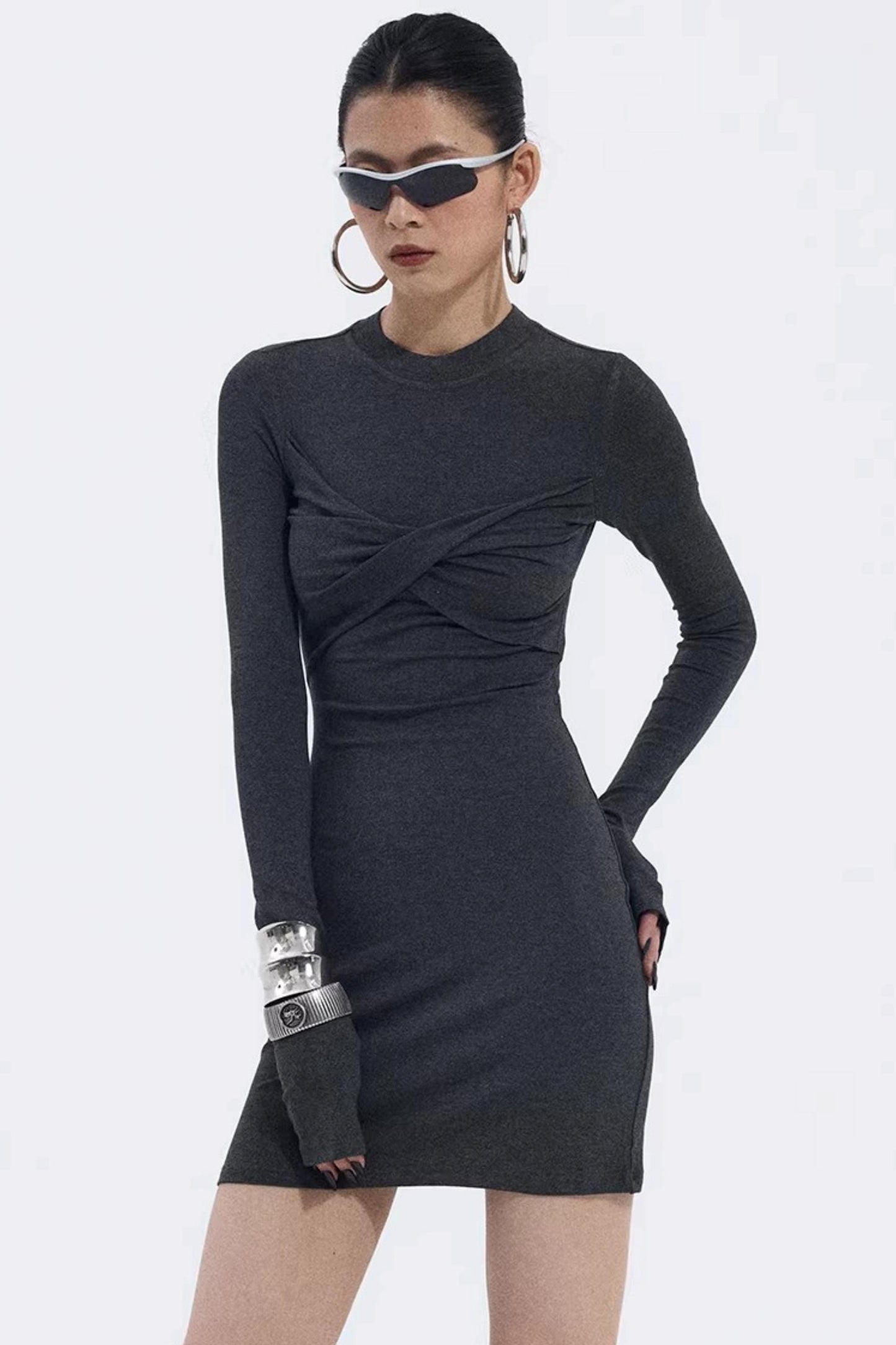 Asymmetrical Twist Bodycon Dress