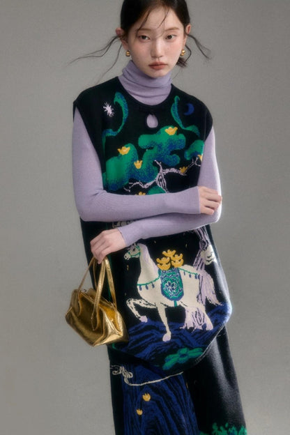 Chinese-Style Knitted Dress Set-Up