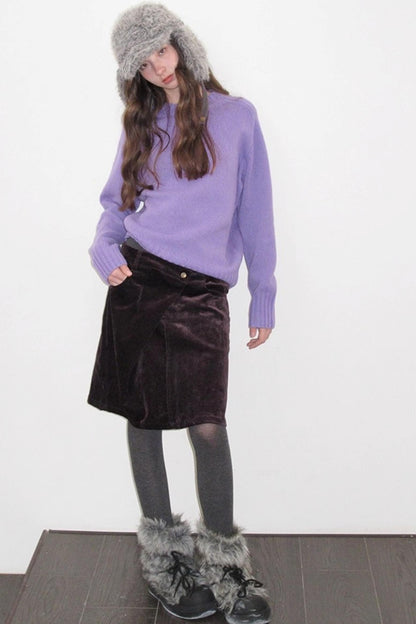 Vintage Dark Purple Velvet Skirt