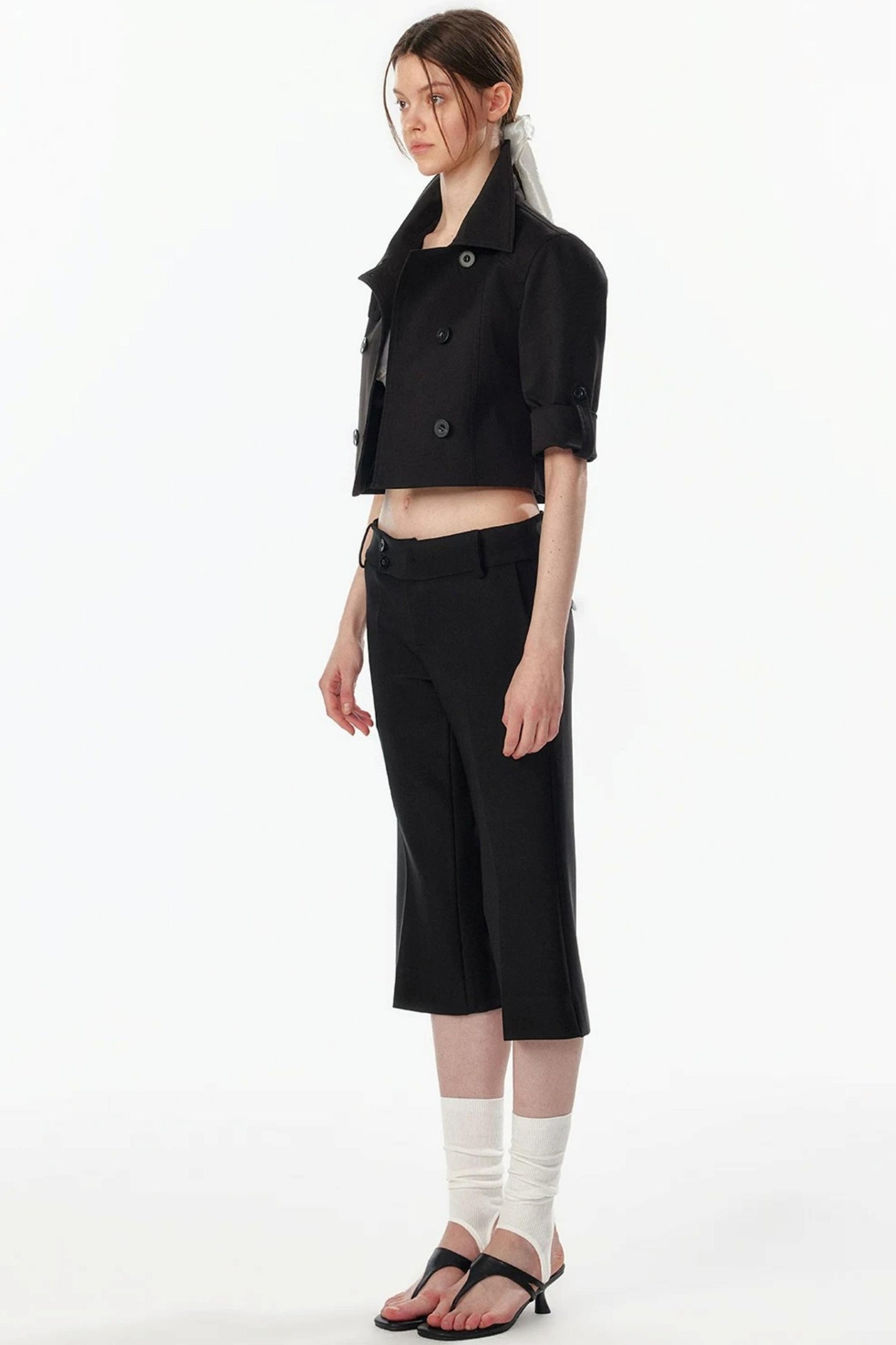 Cropped Convertible Collar Top