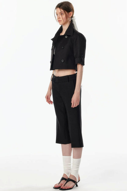 Cropped Convertible Collar Top