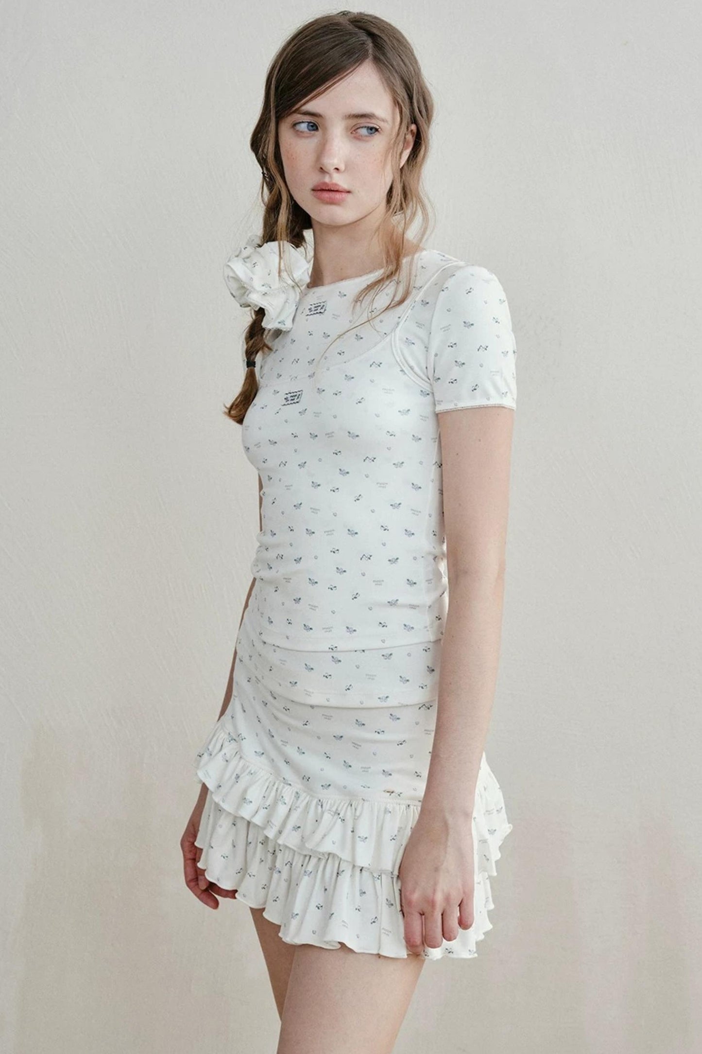 Lace-Trimmed Blueberry Two-Piece Set