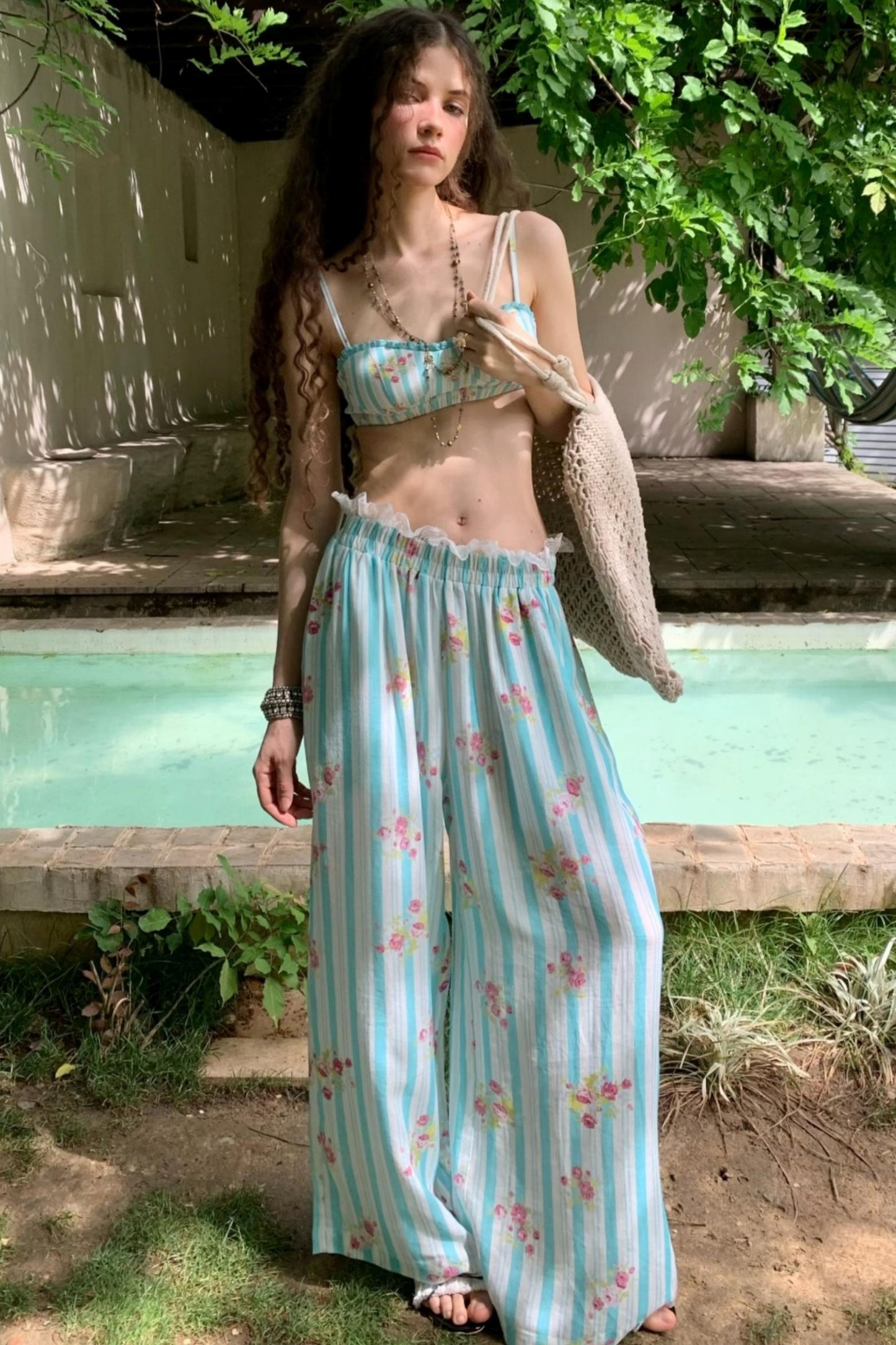 Sweet Blue Floral Plunge Sling Set-Up