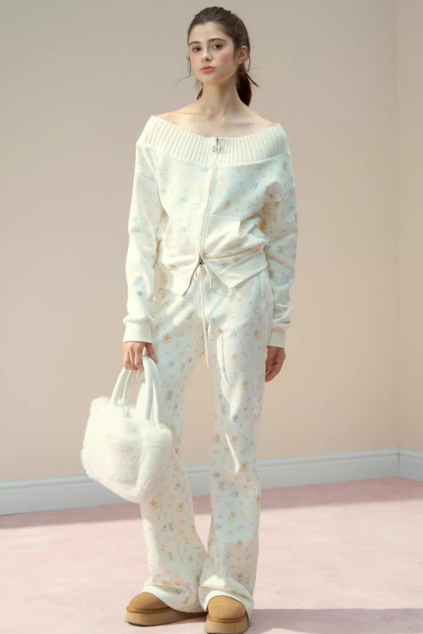 One-Shoulder Sweatshirt Set-Up