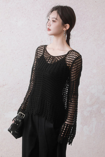Summer Black Fishing Net Tee Set