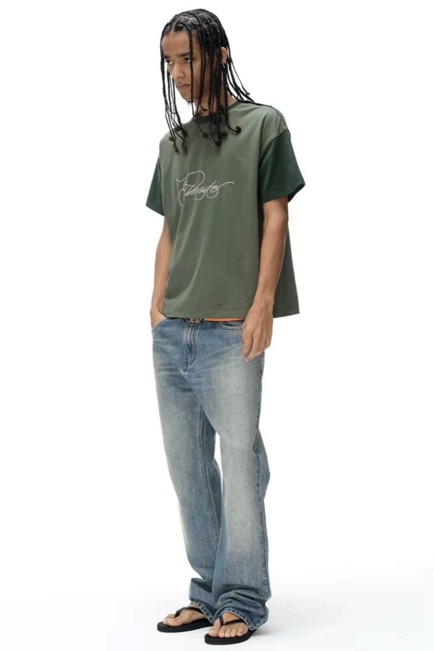 Exitmode Retro Distressed Floral Embroidery T-Shirt