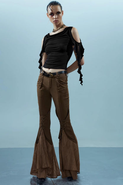 Ruffled Backless Strapless Tee