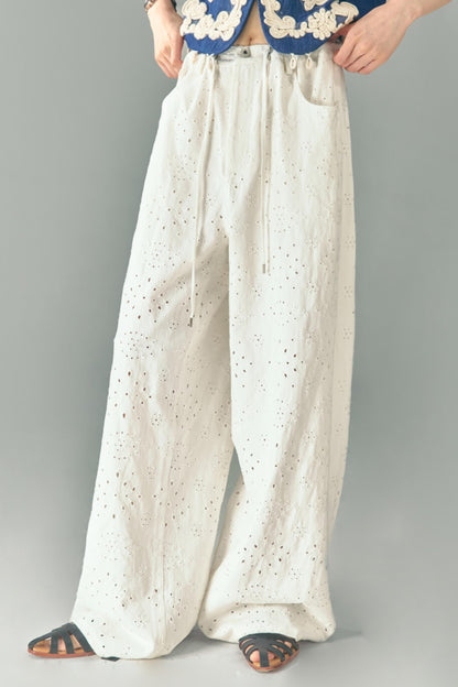 Breathe Between Flowers White Jeans