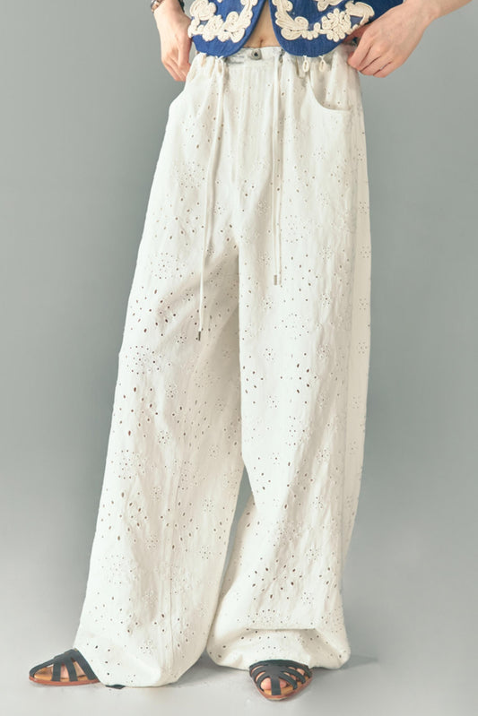 Breathe Between Flowers White Jeans