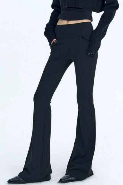 Black Fleece Flared Pants