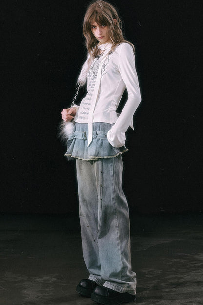 Vintage Pleated Denim Pants