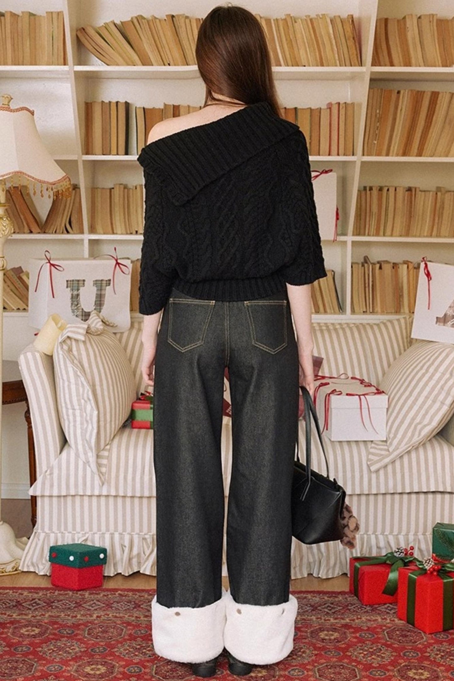 Black Eco-Friendly Frayed Hem Jeans