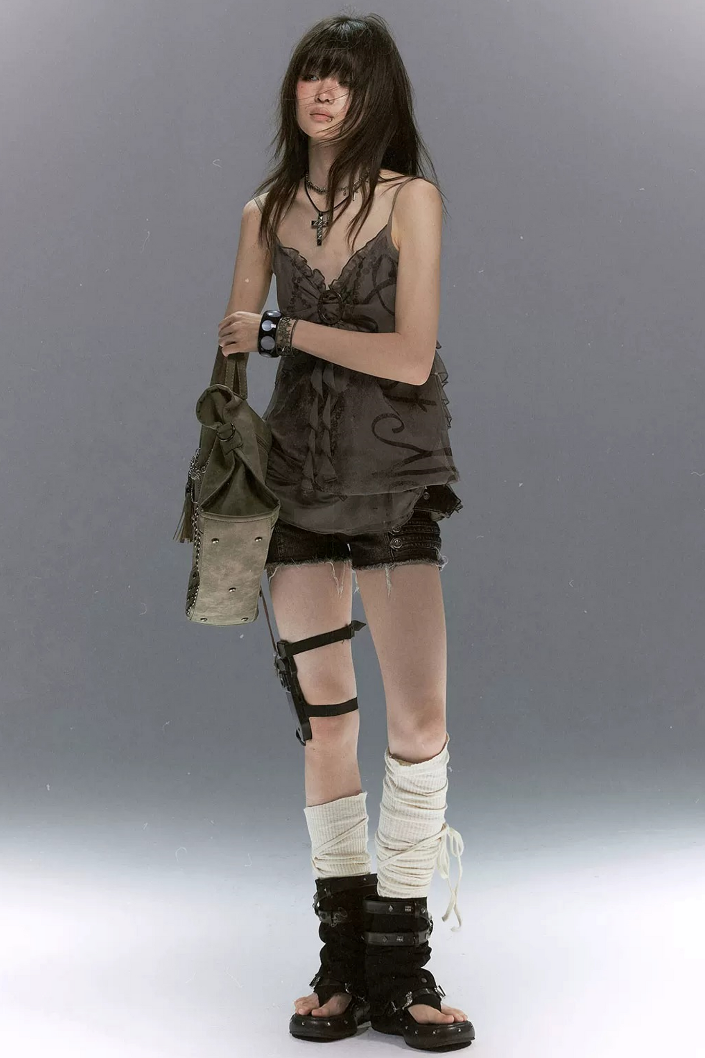 Bubble Graffiti Mesh Camisole Top
