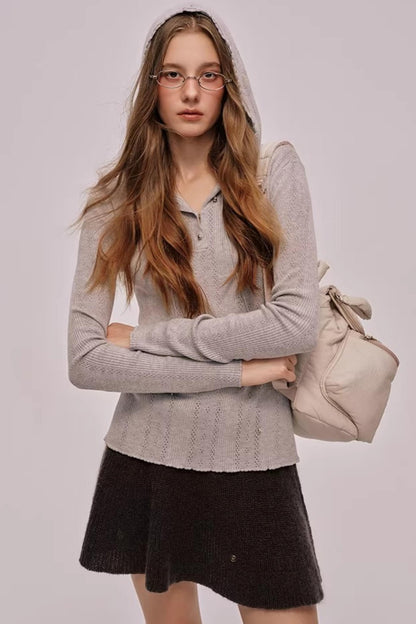 Sheep Wool Silk Hooded Sweater