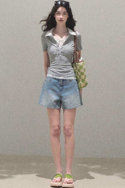 Vintage Skinny Denim Shorts