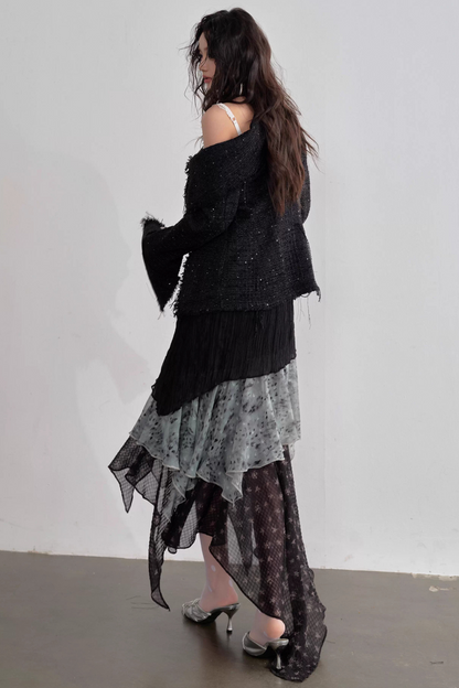 Bohemian Asymmetrical Fringe Jacket
