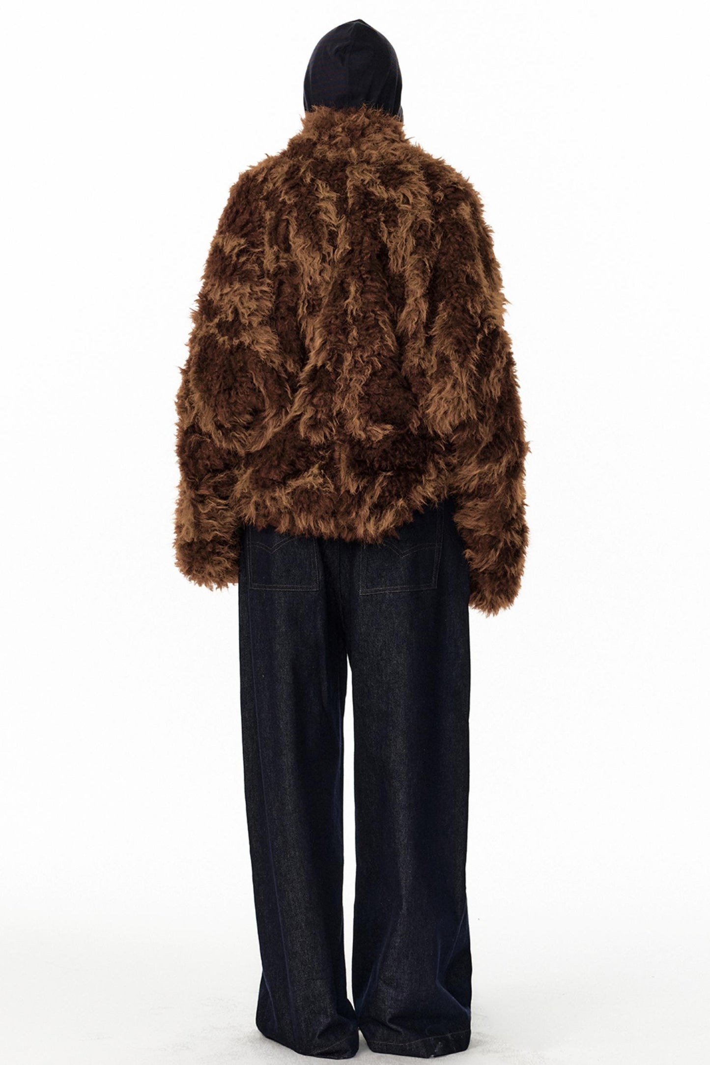 Floral Silhouette Faux Fur Coat