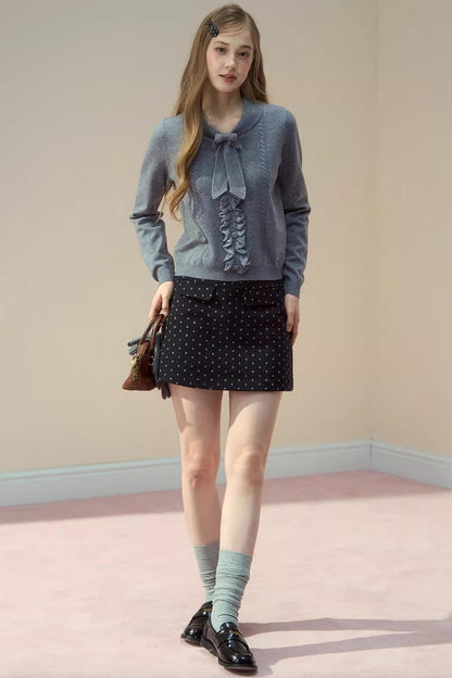 Forest Gray Lace Knit Sweater