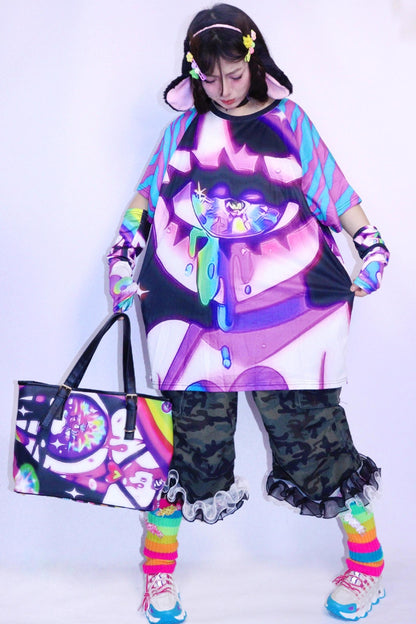 Vintage Cartoon Print Short Sleeve T-Shirt