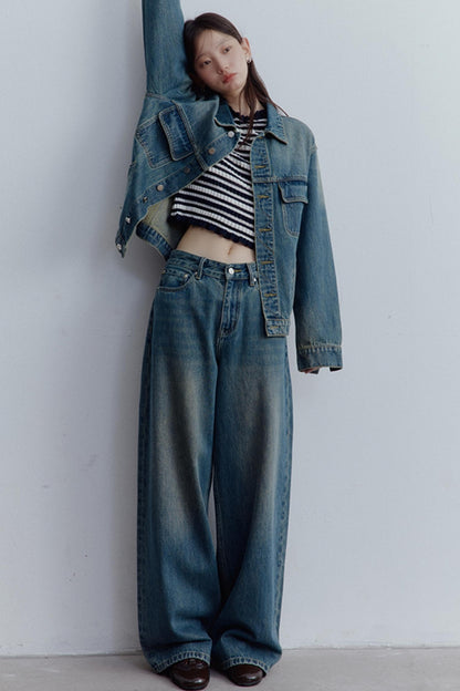 Restless Blue Wide-leg Denim Jeans