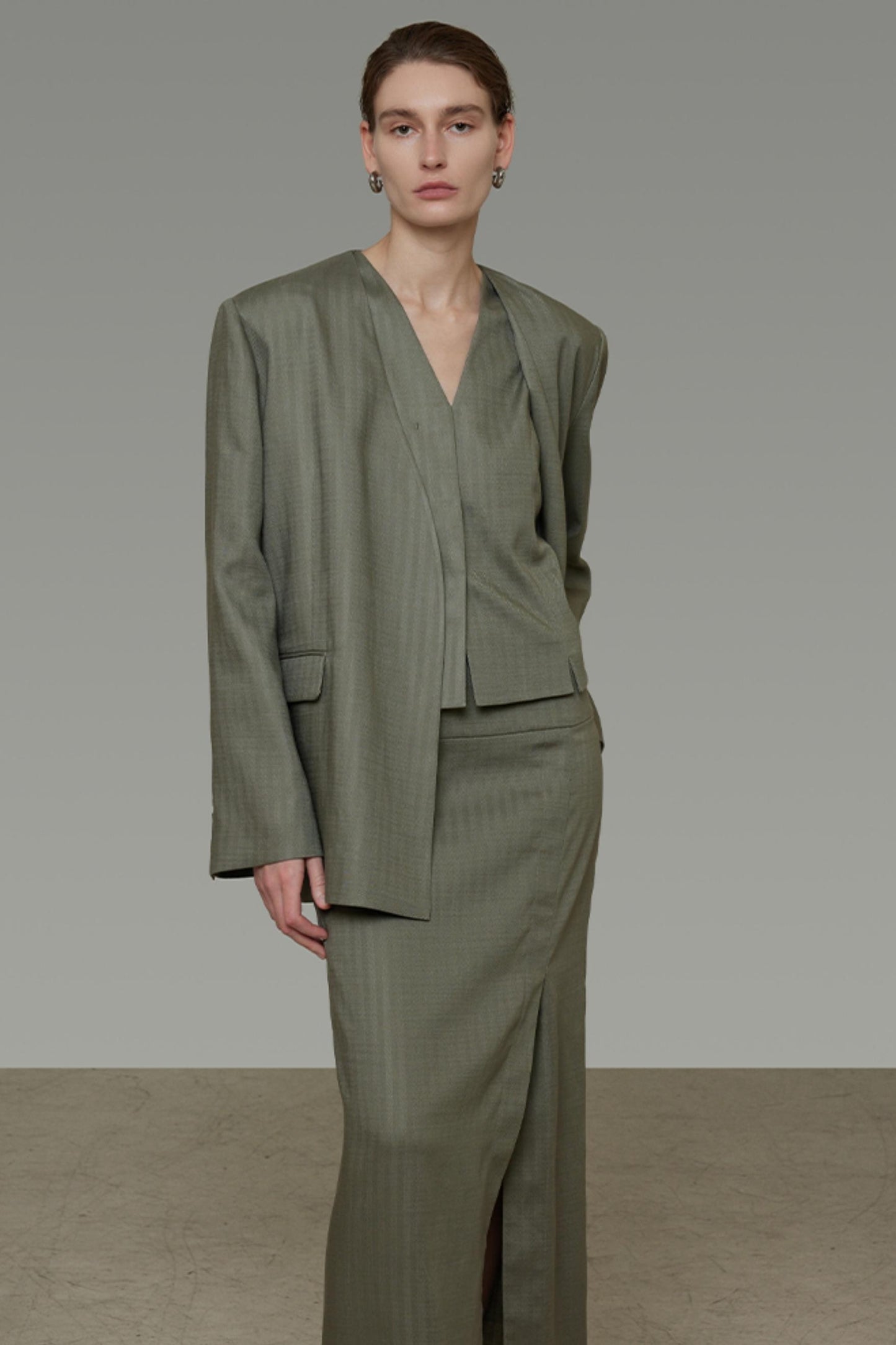 Autumn Draped Loose Vest Skirt Set-Up