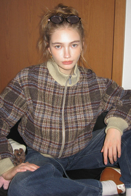 American Retro Plaid Wool Coat