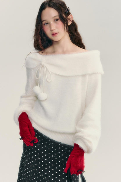 French Soft Knit Bow Sweater