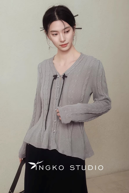 Ingko Cloud Gray Knit Cardigan