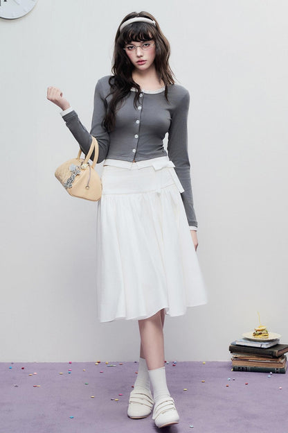 Spring Pleated Line Umbrella Skirt