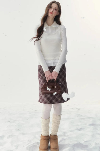 Faux Two-Piece Knitted T-Shirt