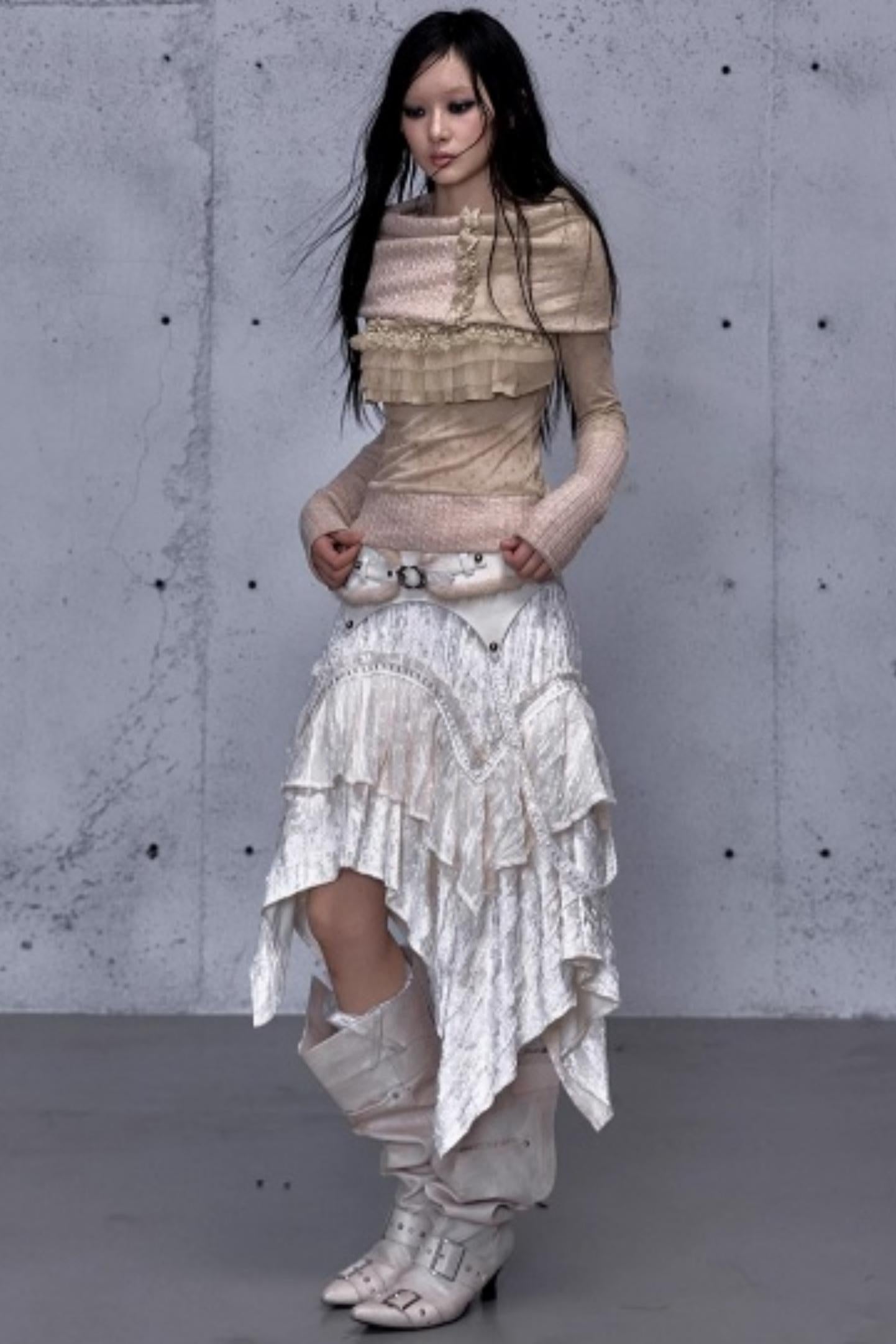 Retro Velvet Lace Skirt