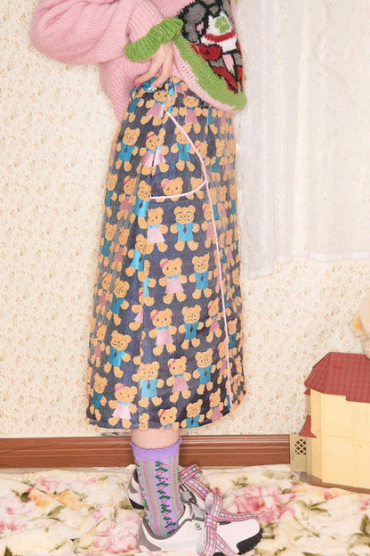 Jacquard Bear Contrast Skirt