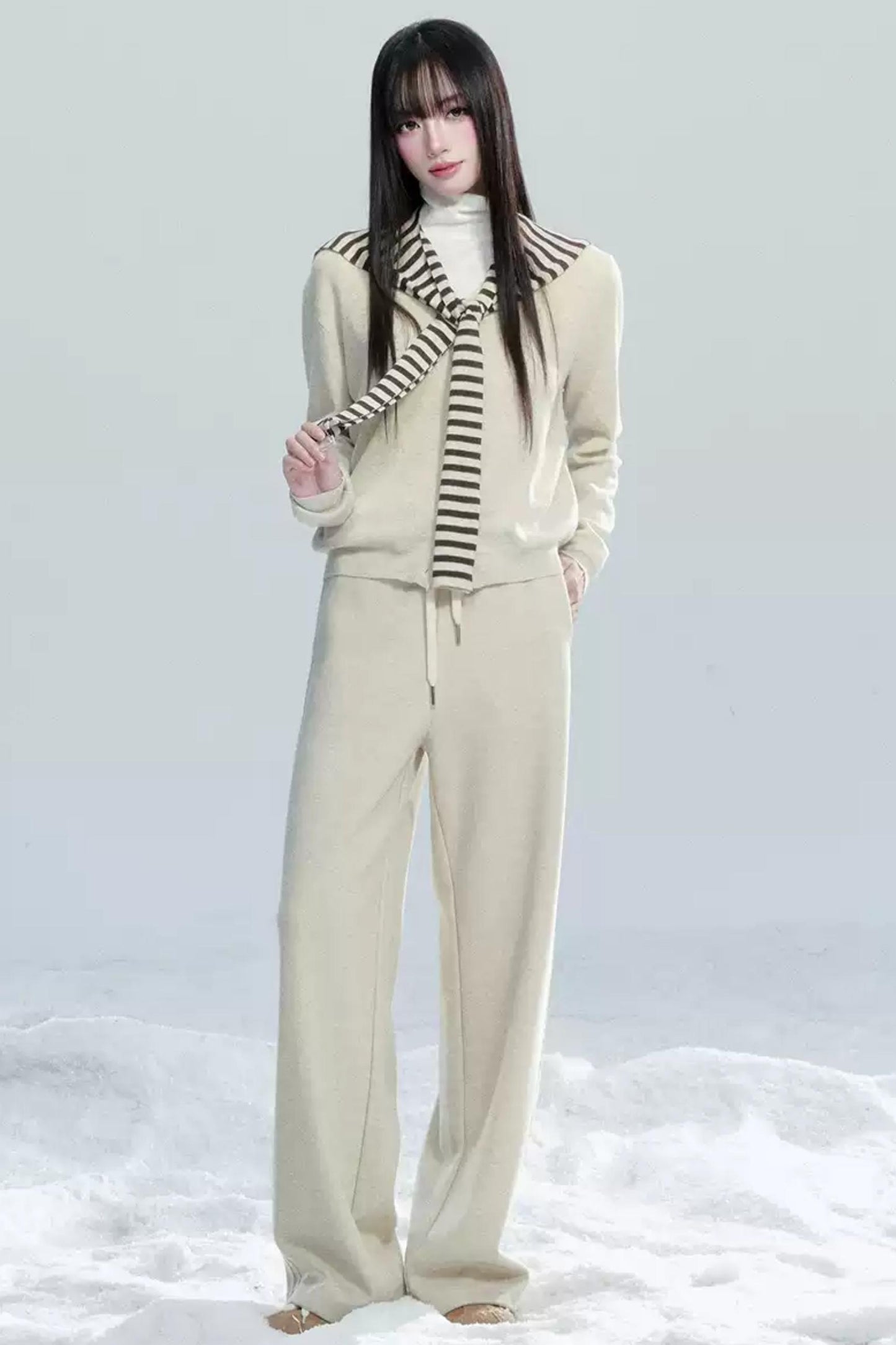 Striped Knitted Shawl Top