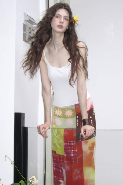 Sunset Tide Line Pleated Skirt