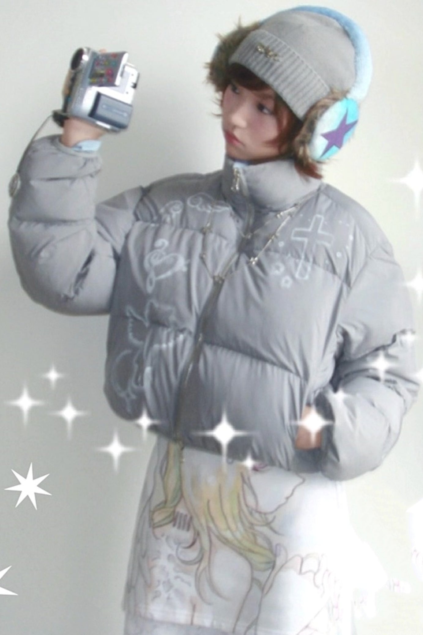 Dreamcore Blue Gray Reversible Padded Jacket