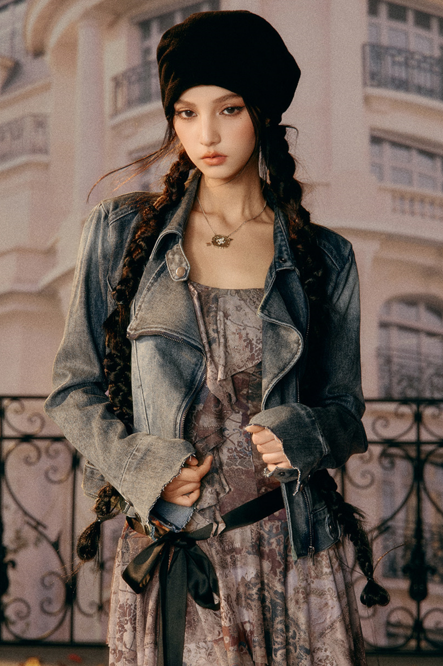 Vintage Süßes Denim-Jacke