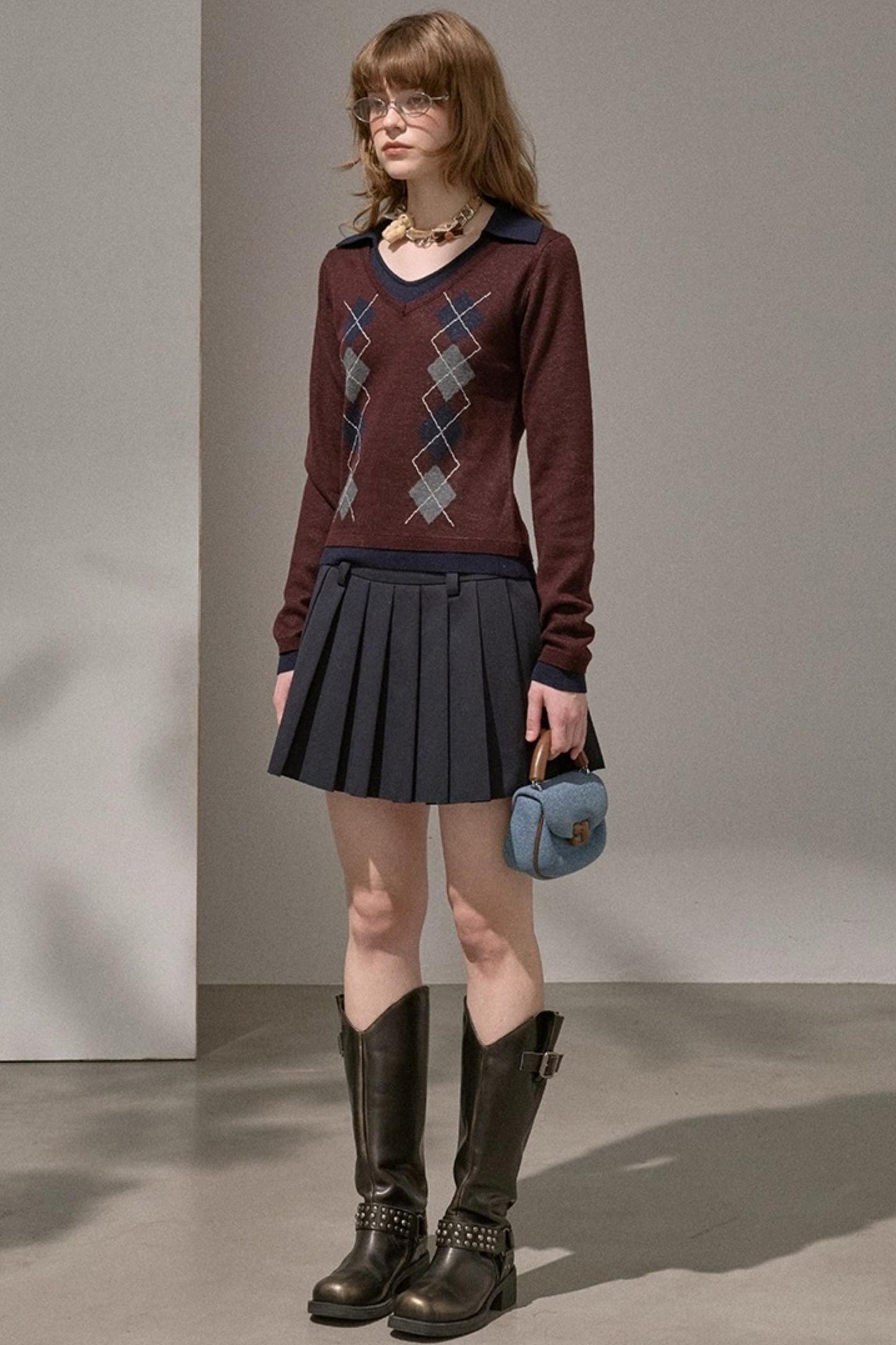 Preppy Silk Pleated Puffy Skirt