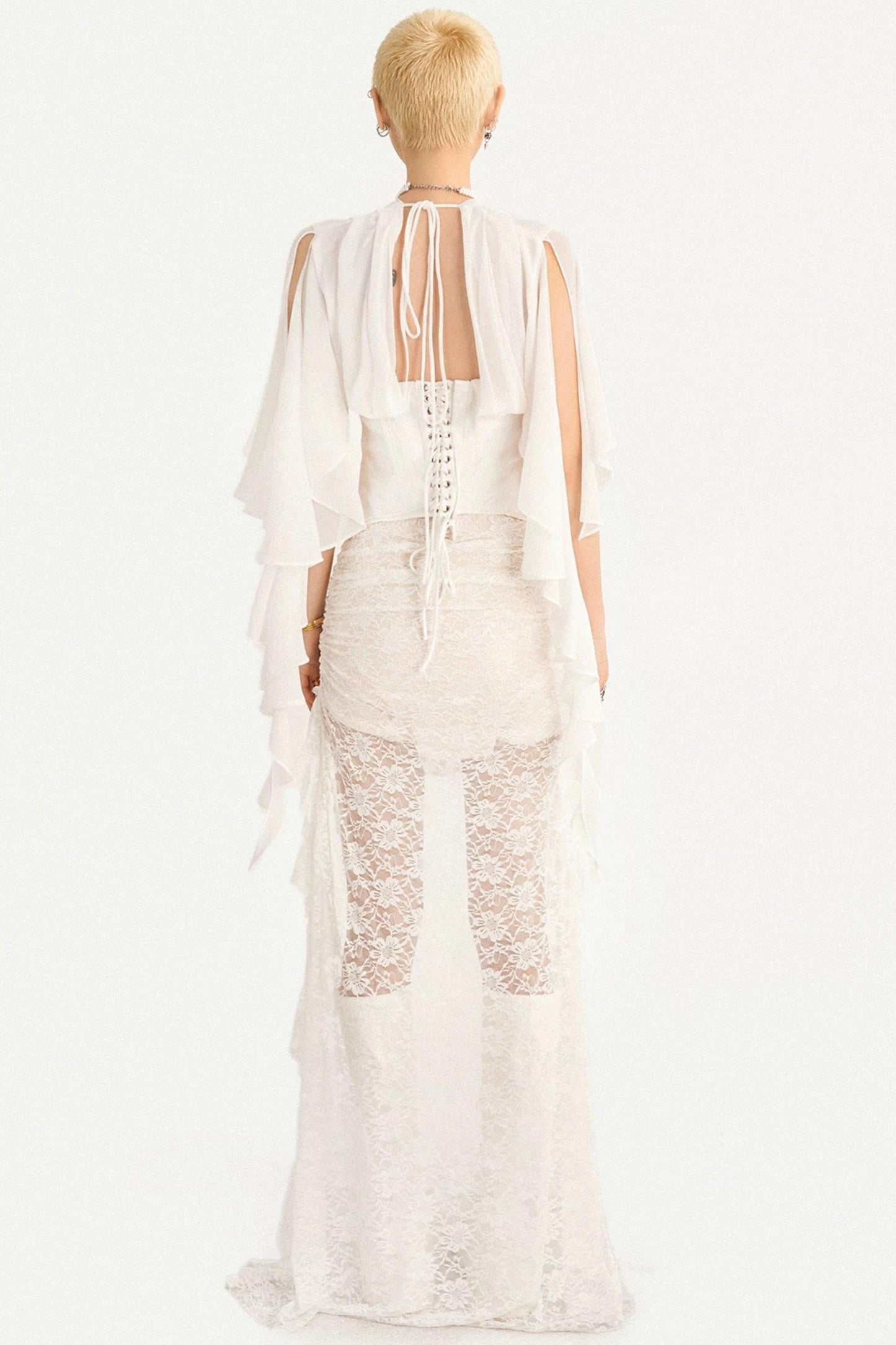 French Ribbon Mesh Blouse