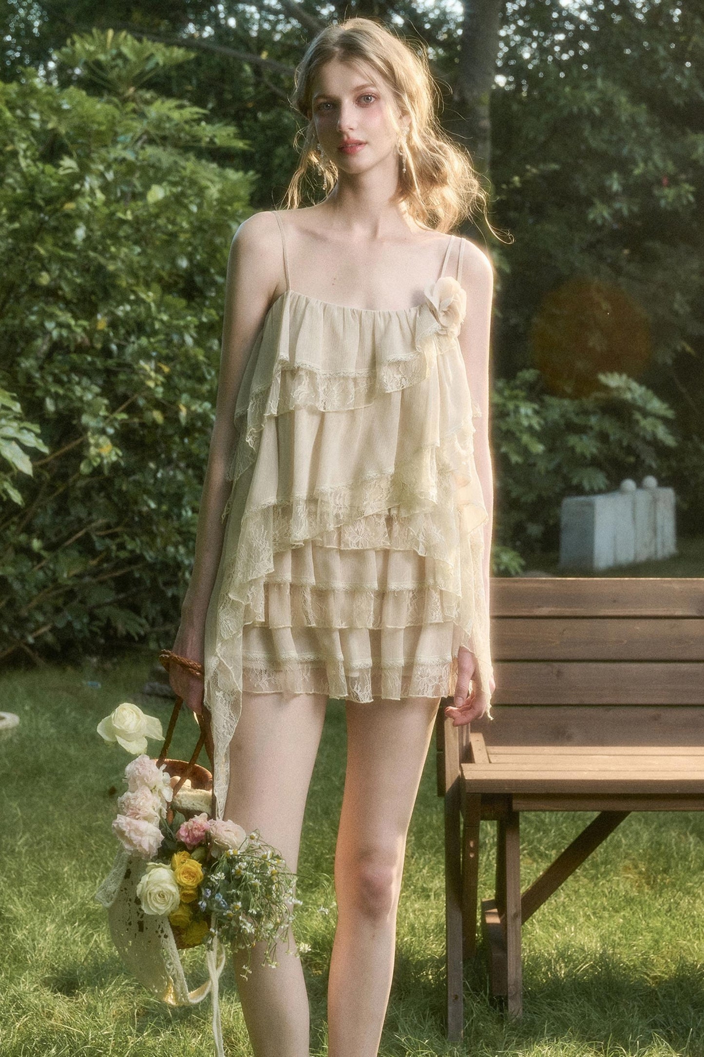 Soft Lace Top With Skirt Set-Up