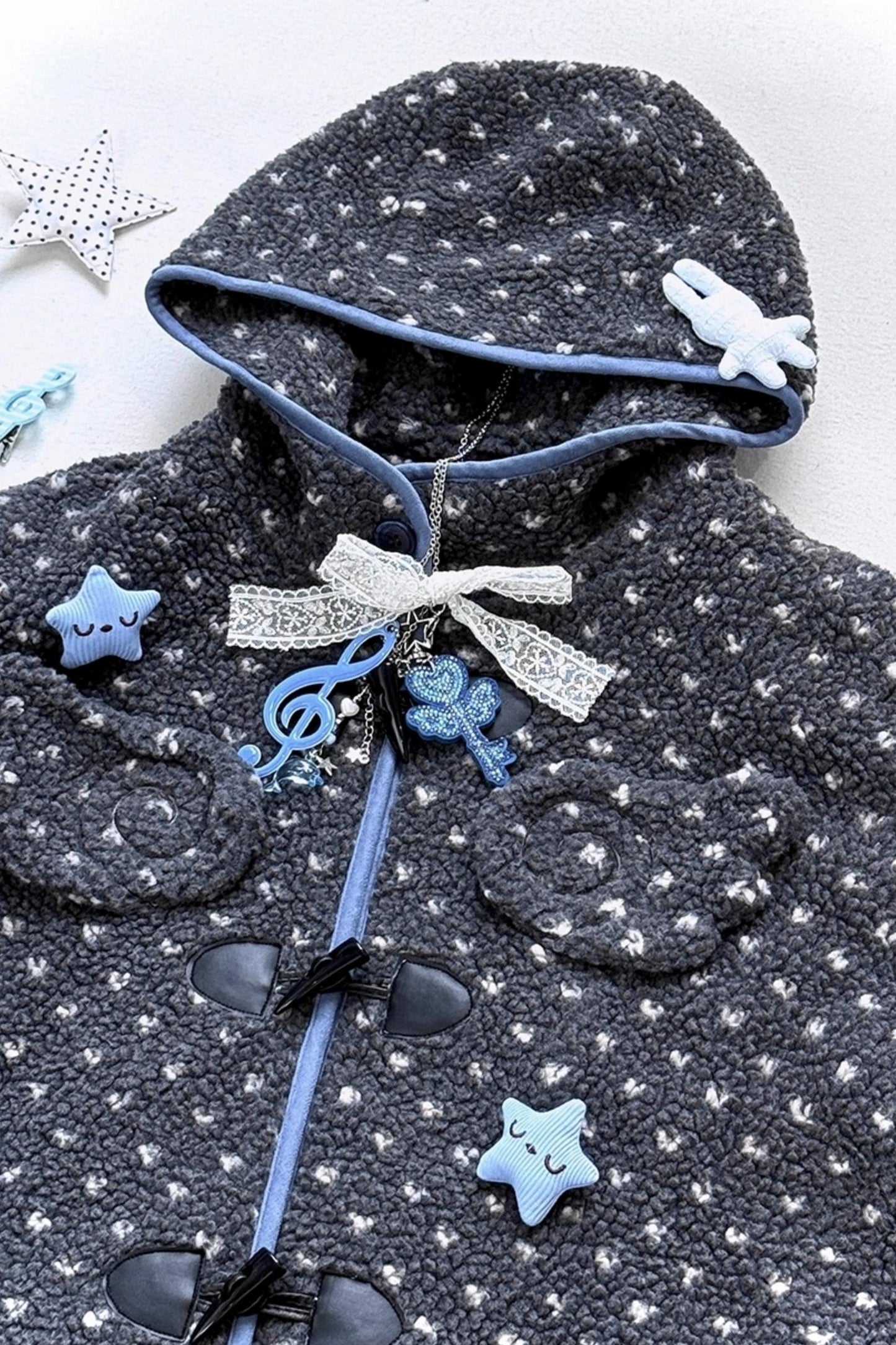 Polka Dot Grey Hooded Jacket