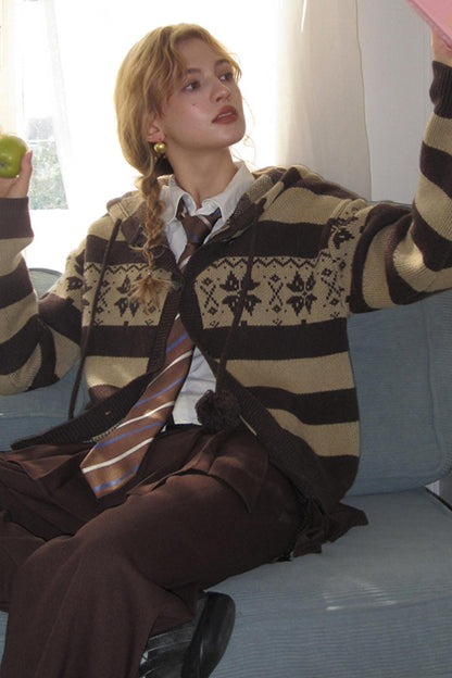 American Retro Fair Isle Wool Cardigan