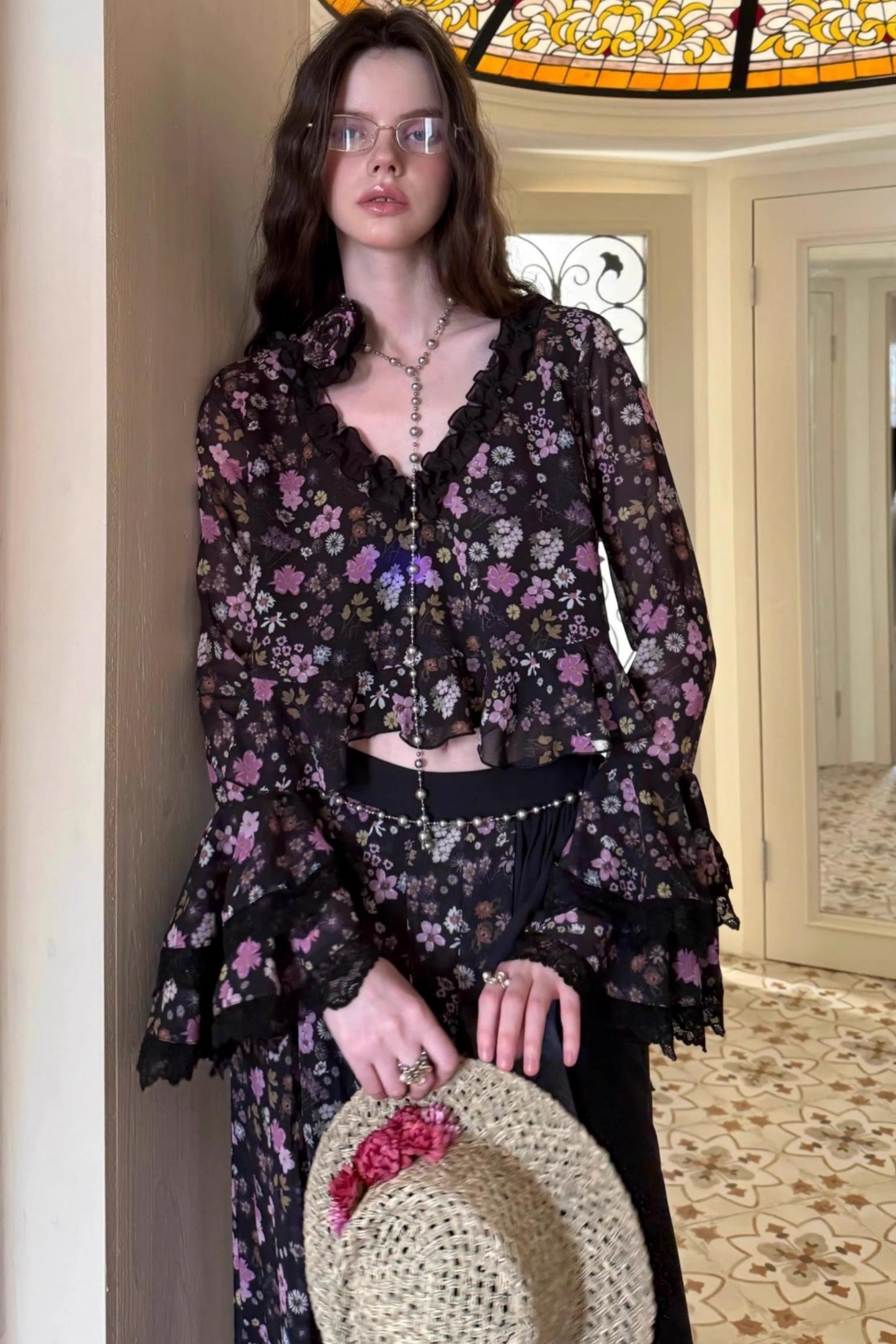 Dark Night Floral Shirt Set-Up