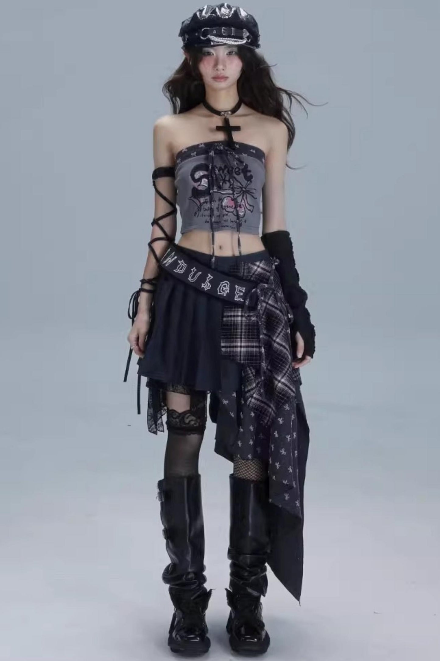 Plaid Embroidery Skirt