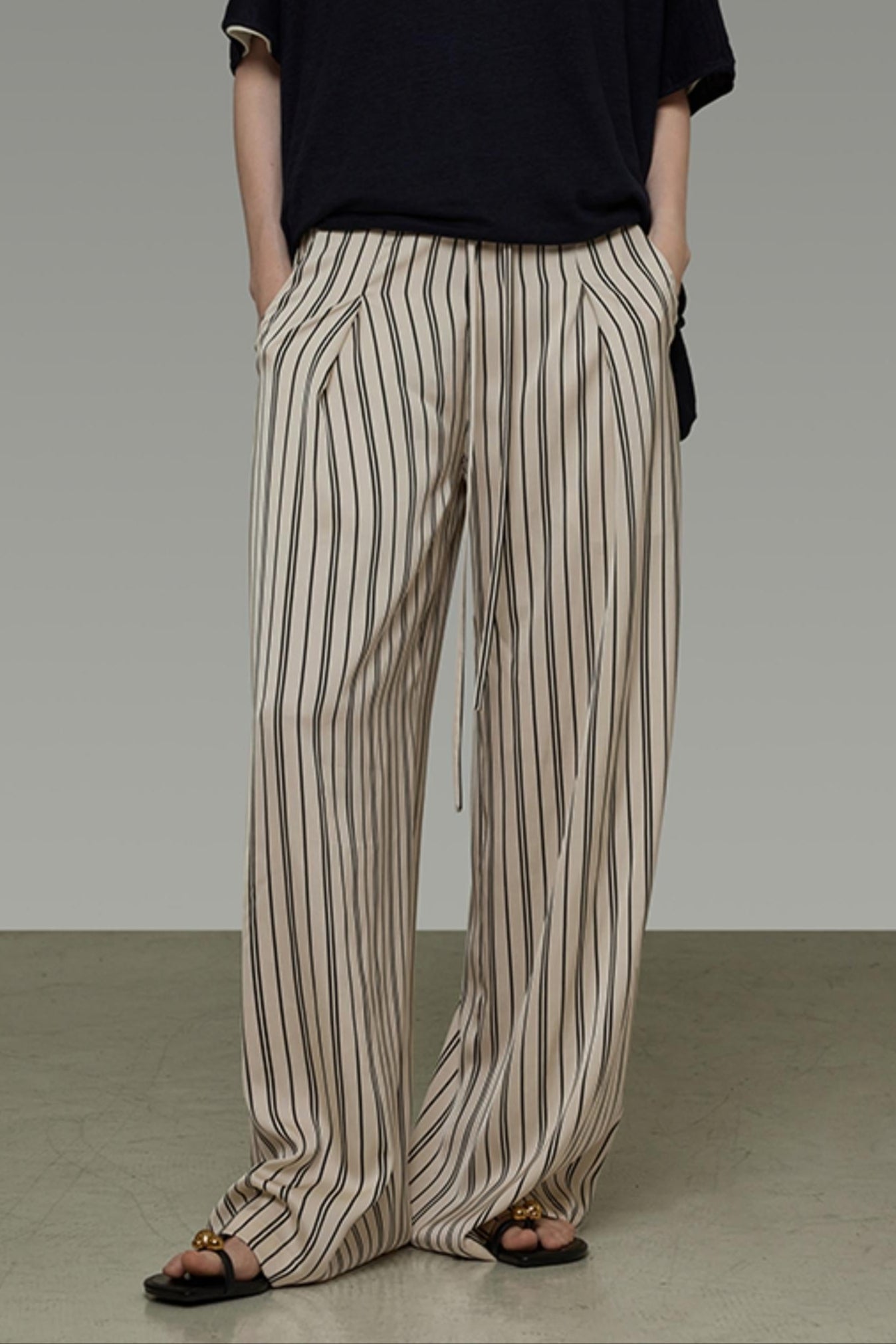 High-Waist Striped Wide-Leg Pants