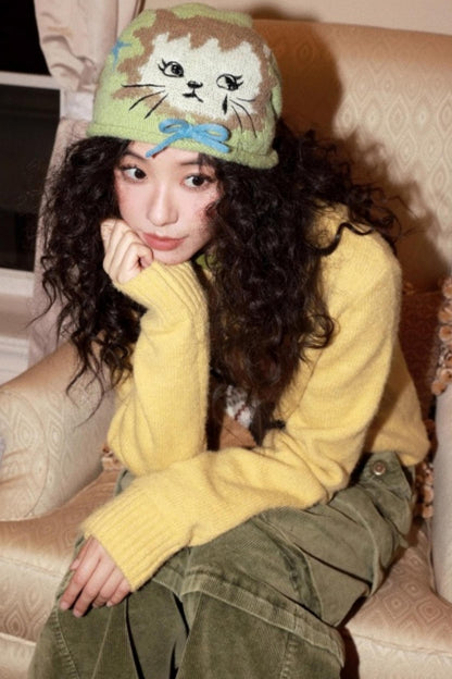 Knitted Cat Beanie Hat