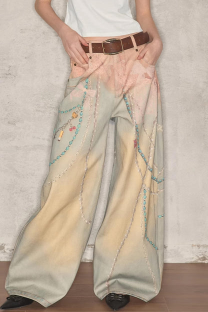 Summer Lace Denim Pants