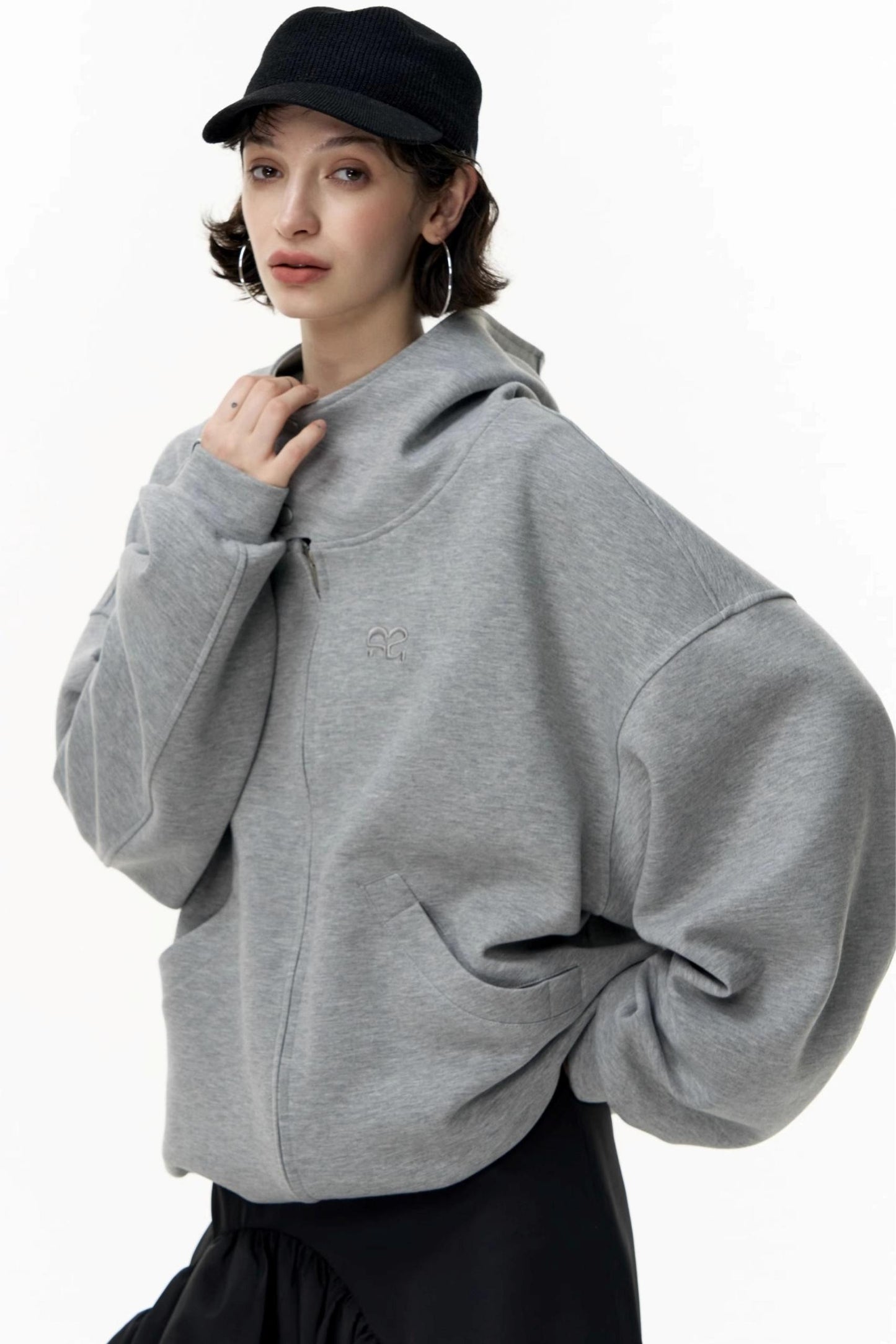 Casual Large Zip Hooded Cardigan