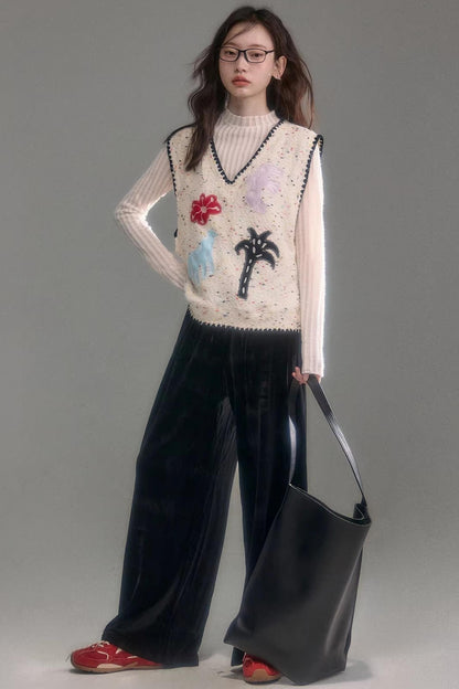 Swan Velvet Wide-Leg Pants