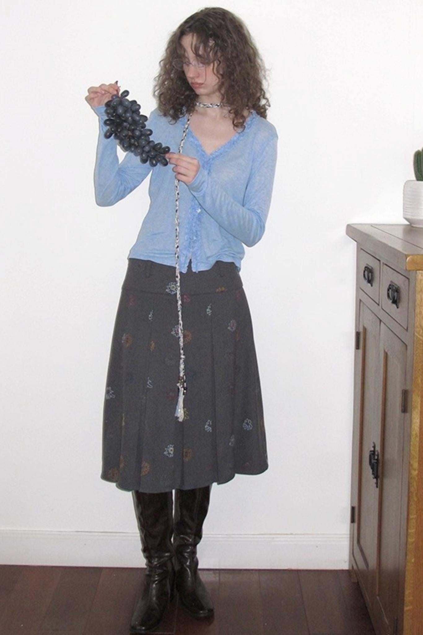 Wild Sun V-neck Knitted Long Sleeve T-Shirt