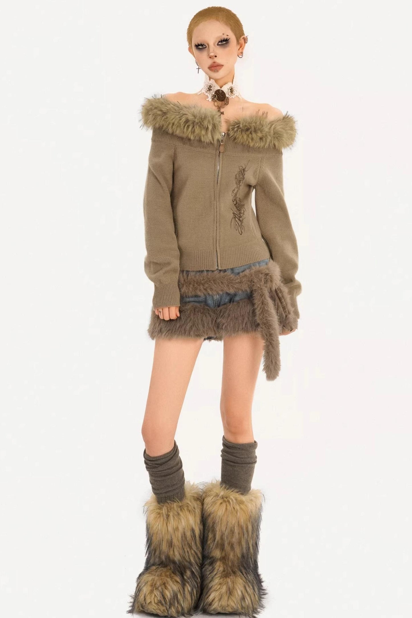 Light Gray Off-Shoulder Sweater